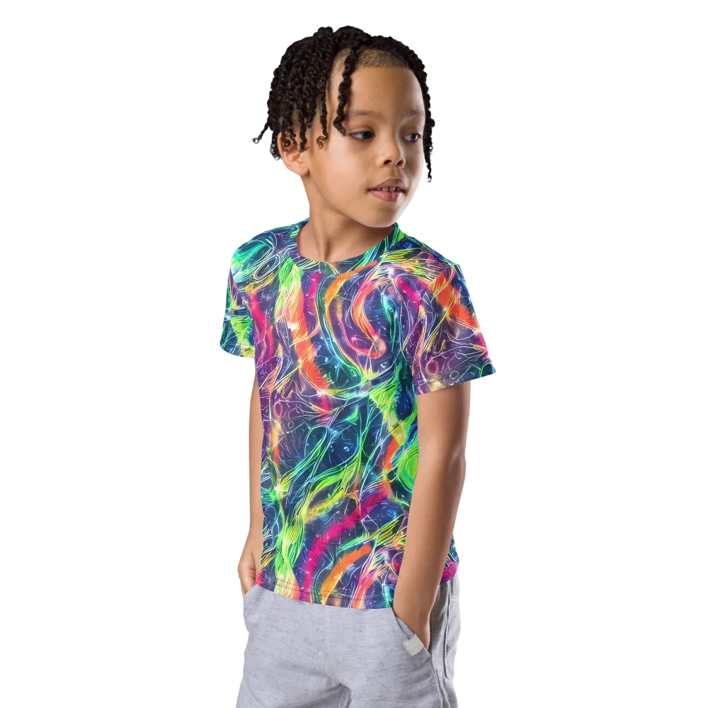 Electric Chromatic Drift on Kids Crew Neck T-Shirt — Left Front