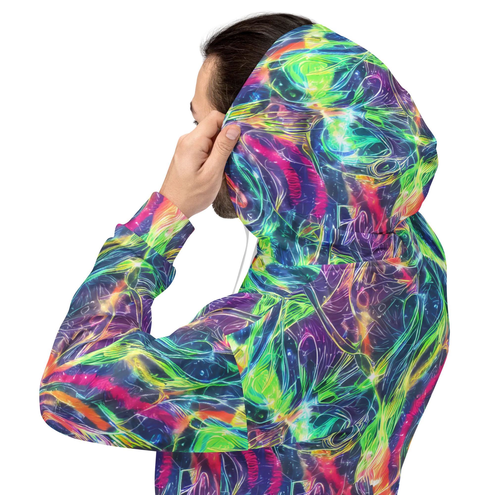 Electric Chromatic Drift on Hoodie — Back