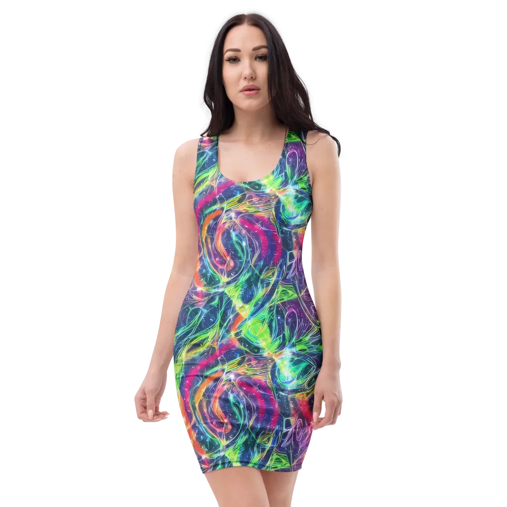Electric Chromatic Drift on Bodycon Dress — Front