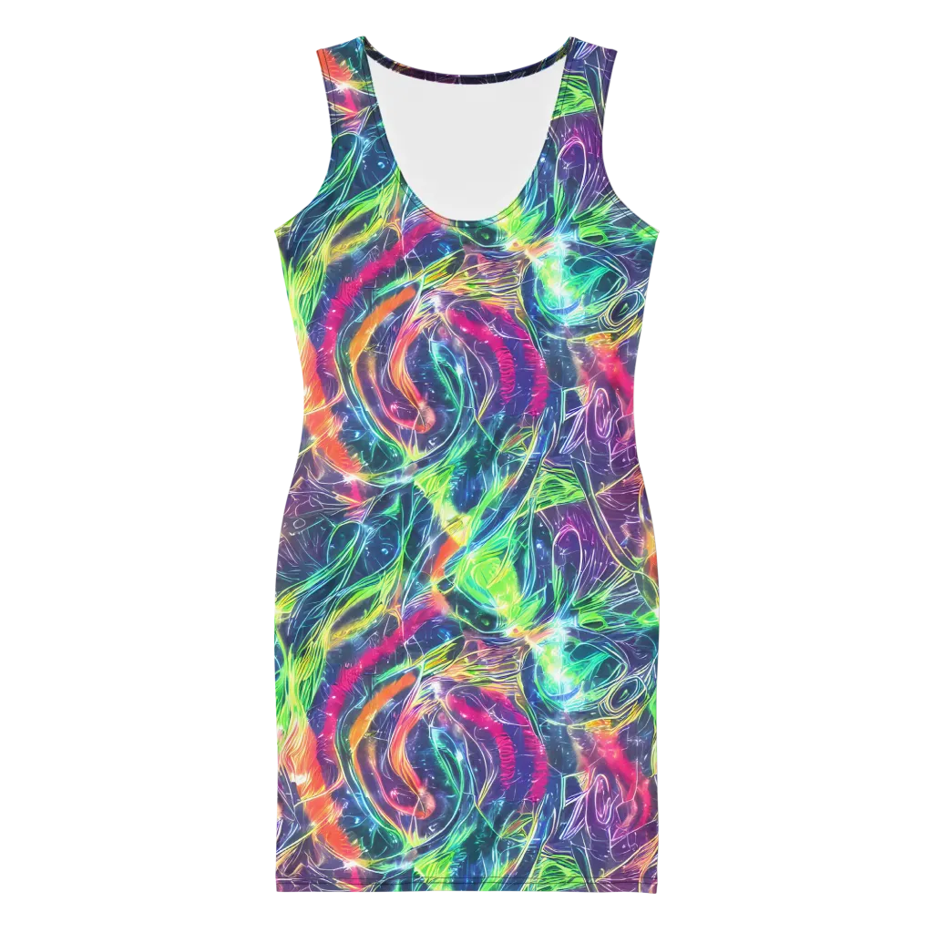 Electric Chromatic Drift on Bodycon Dress — Front