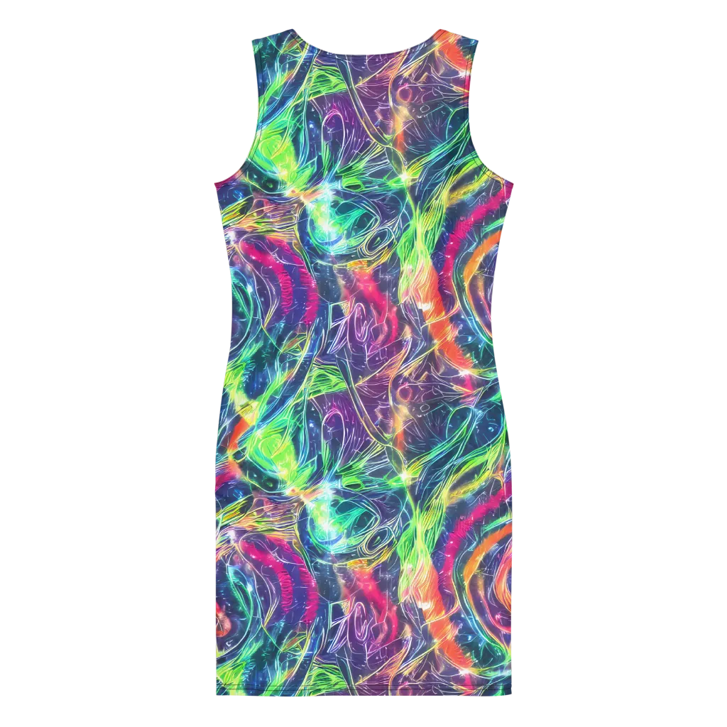 Electric Chromatic Drift on Bodycon Dress — Back