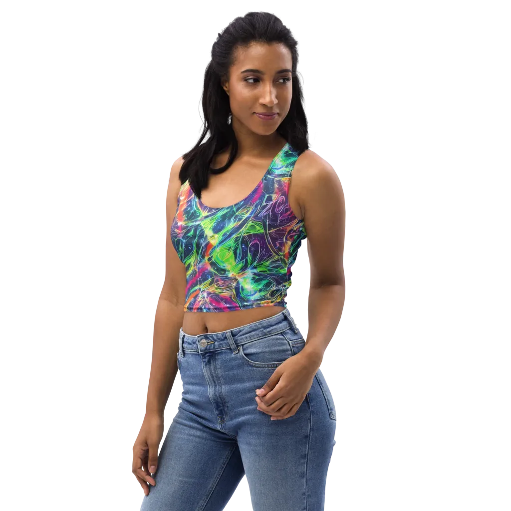 Electric Chromatic Drift on Crop Top — Left Front
