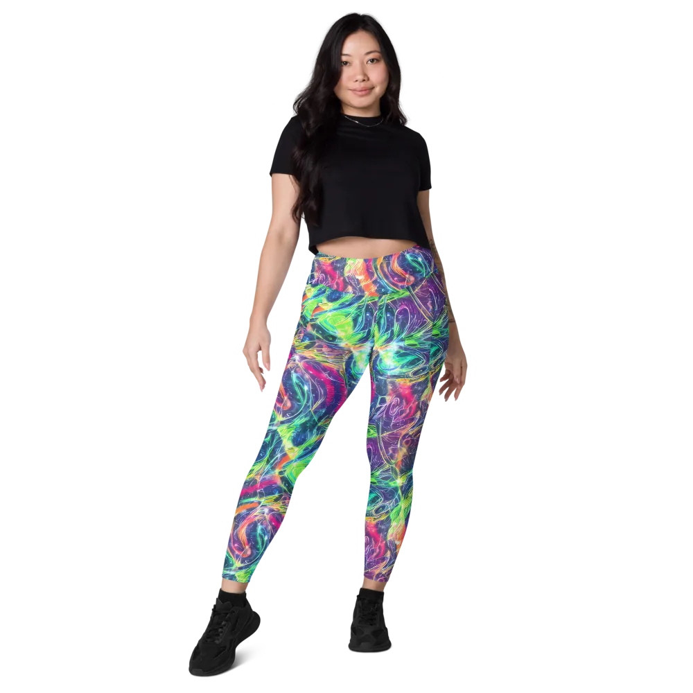 Electric Chromatic Drift on Leggings with Pockets — Front