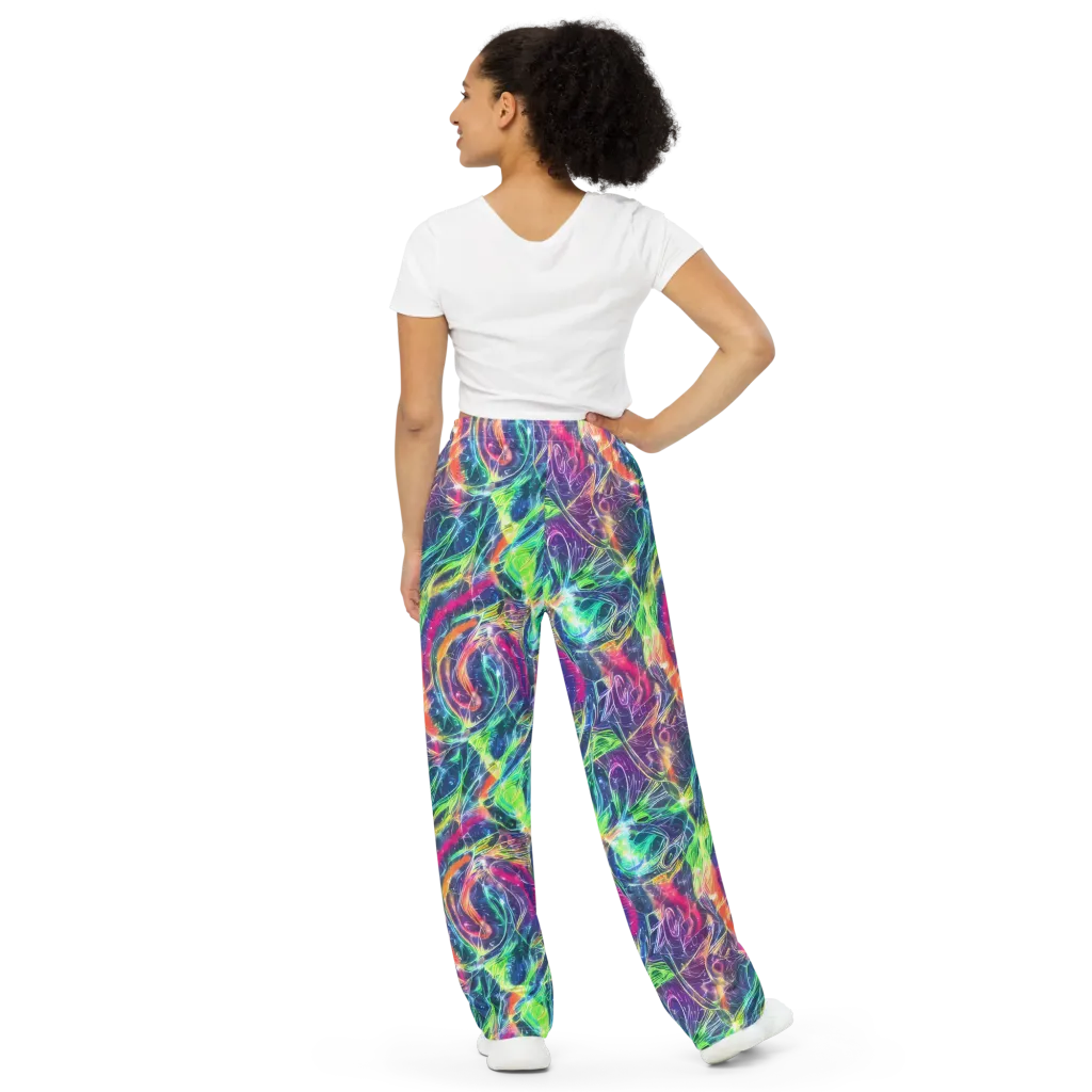 Electric Chromatic Drift on Wide-Leg Pants — Back