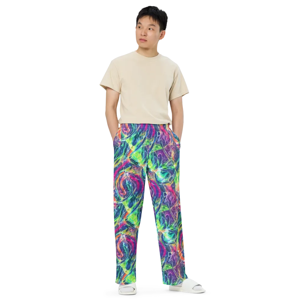Electric Chromatic Drift on Wide-Leg Pants — Front