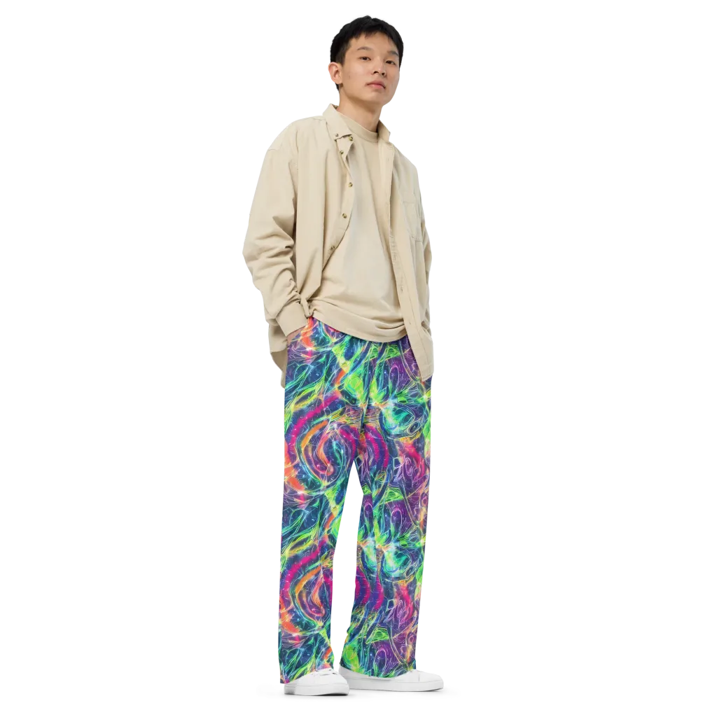 Electric Chromatic Drift on Wide-Leg Pants — Right Front