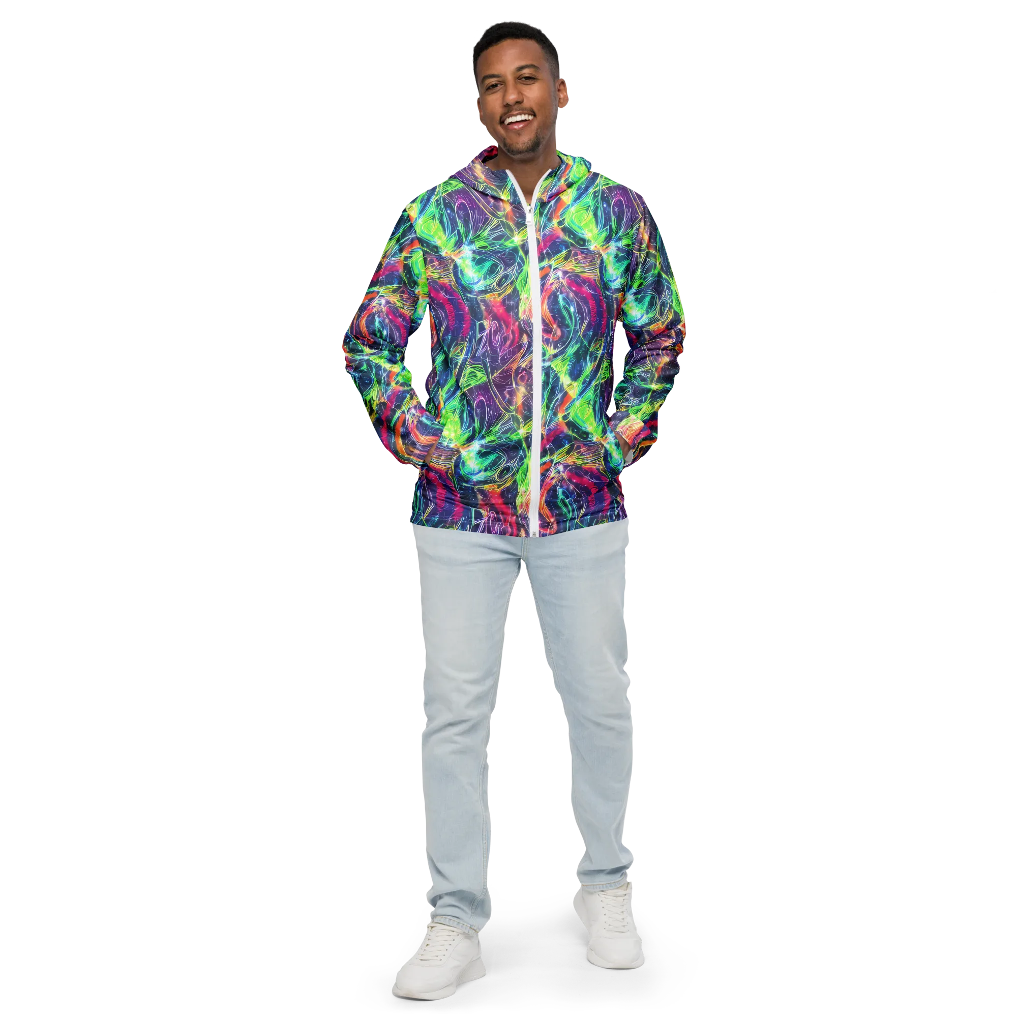 Electric Chromatic Drift on Men's Windbreaker — Front