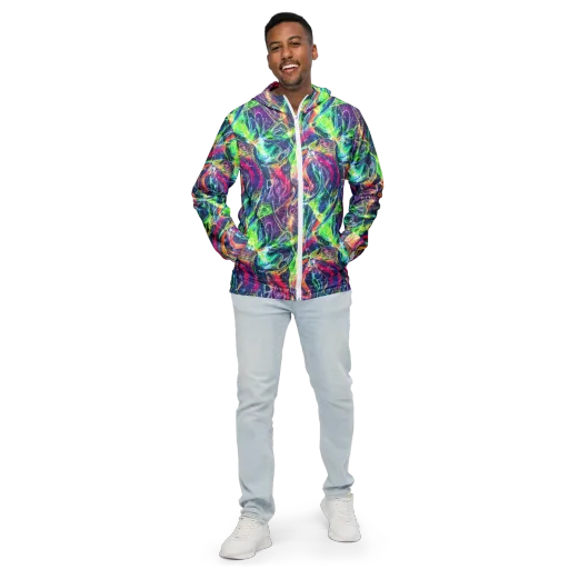 Electric Chromatic Drift on a Men's Windbreaker