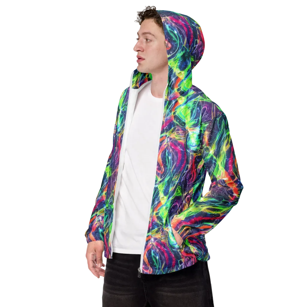 Electric Chromatic Drift on Men's Windbreaker — Left Front