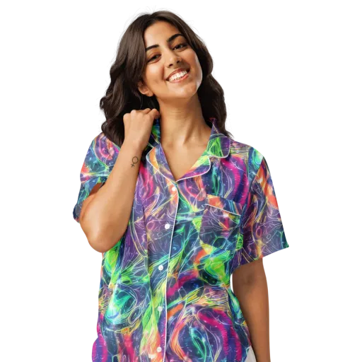 Electric Chromatic Drift on a Women's Short Sleeve Pajama Top