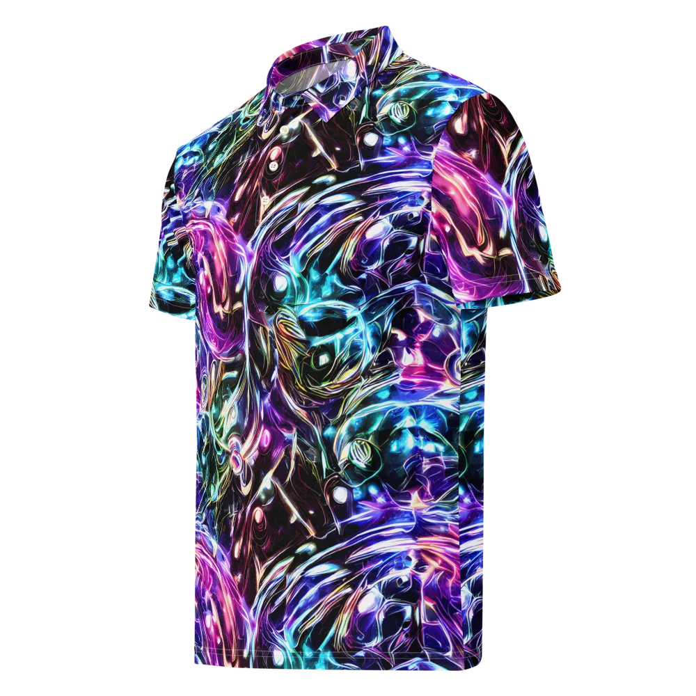 Cosmic Chrome on Men's Slim Fit Polo Shirt — Left Front