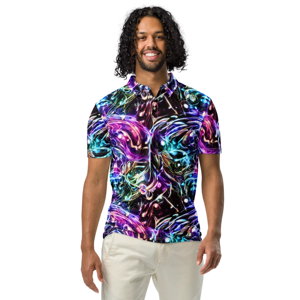 Cosmic Chrome on Men's Slim Fit Polo Shirt — Front