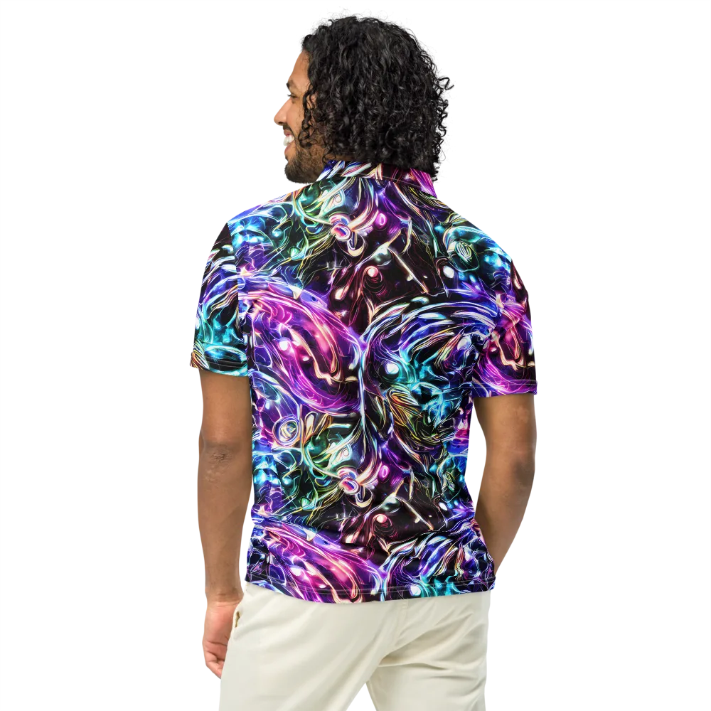 Cosmic Chrome on Men's Slim Fit Polo Shirt — Back