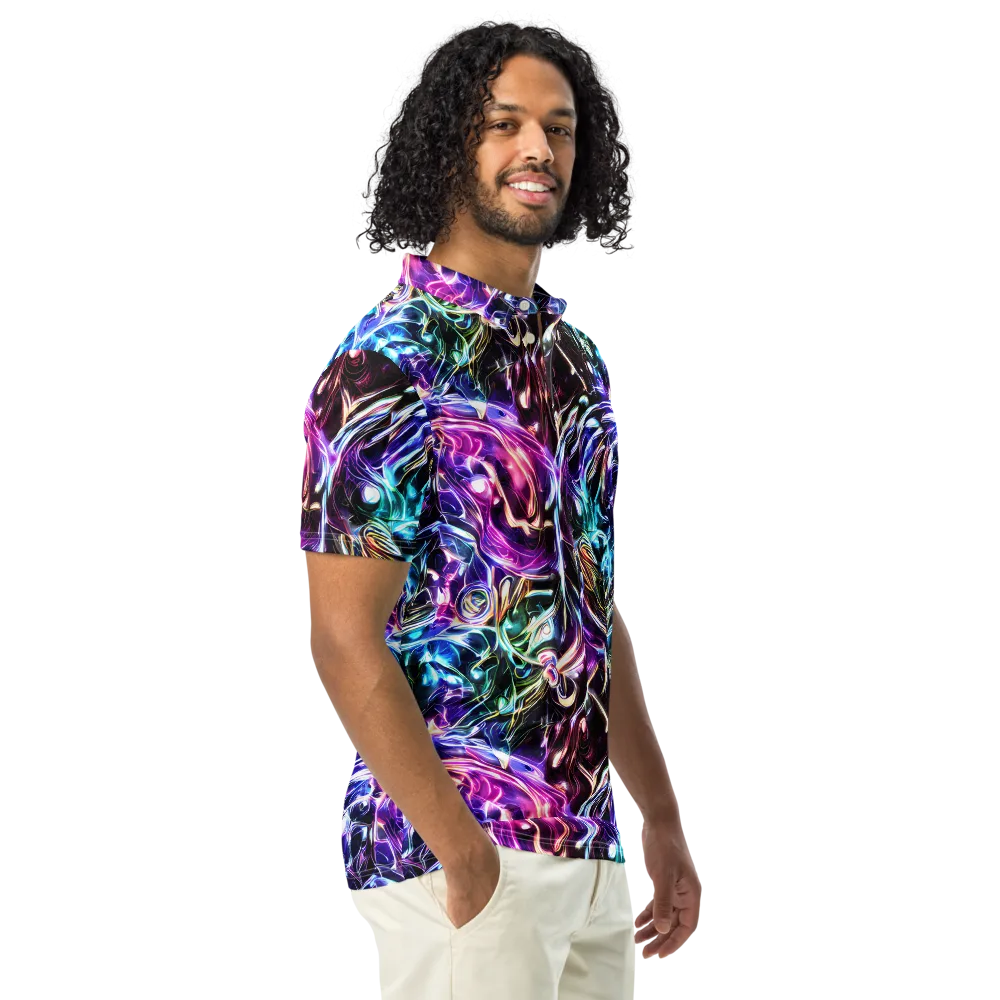 Cosmic Chrome on Men's Slim Fit Polo Shirt — Right Front