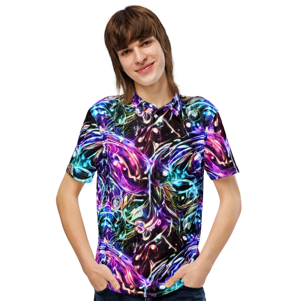 Cosmic Chrome on Men's Slim Fit Polo Shirt — Front
