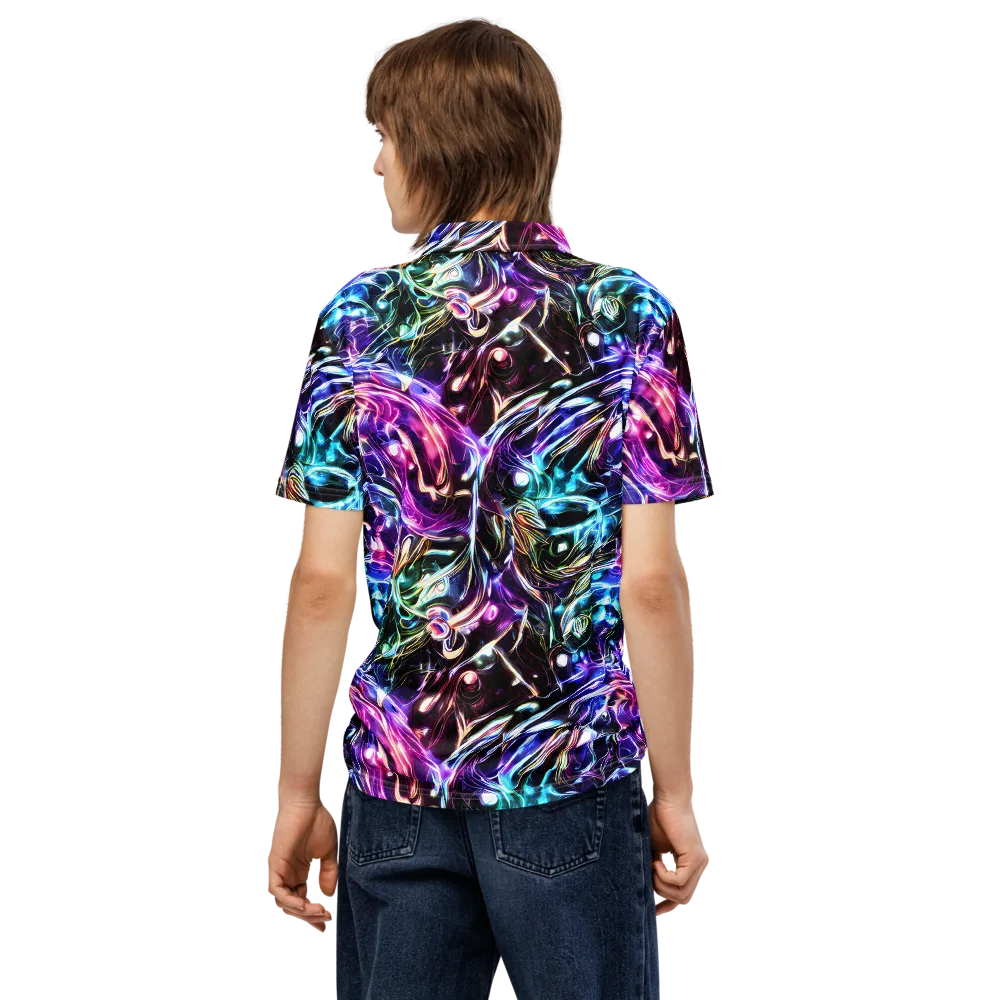 Cosmic Chrome on Men's Slim Fit Polo Shirt — Back