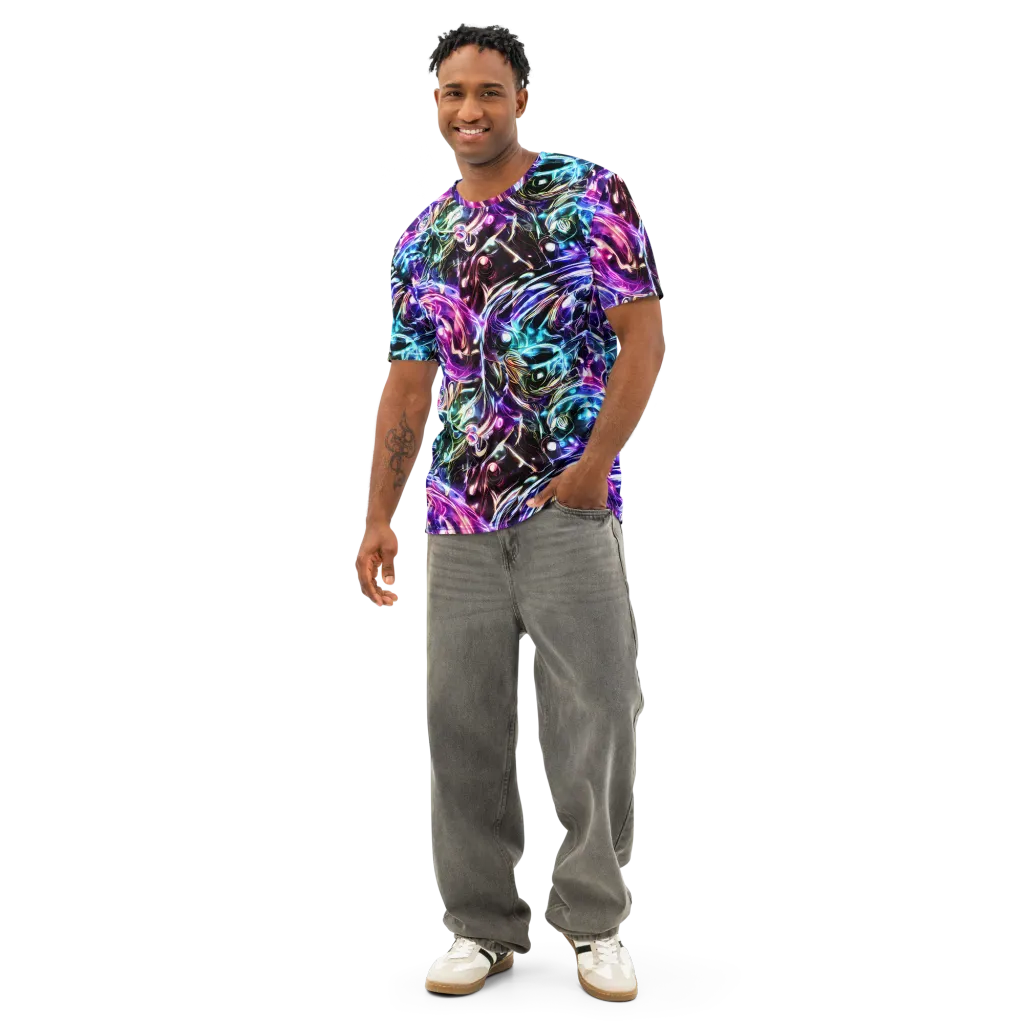 Cosmic Chrome on Men's Cotton Crew Neck T-Shirt — Front