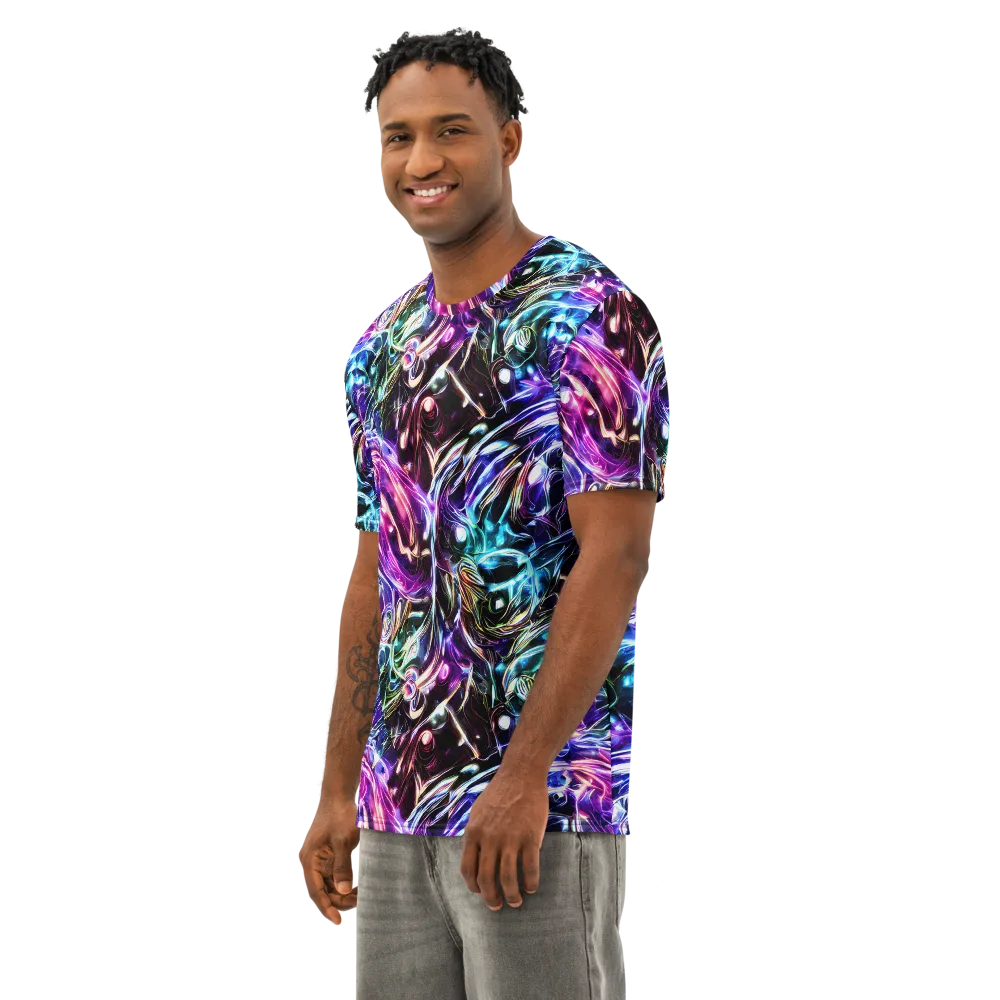 Cosmic Chrome on Men's Cotton Crew Neck T-Shirt — Left Front