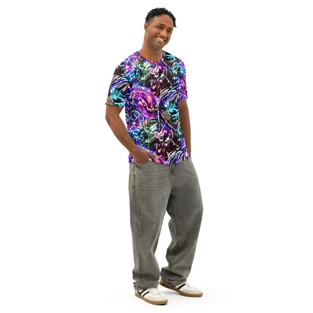 Cosmic Chrome on Men's Cotton Crew Neck T-Shirt — Right Front