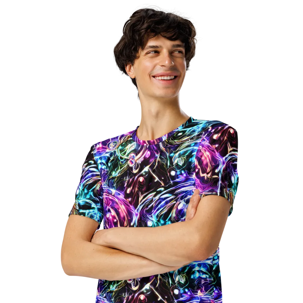 Cosmic Chrome on Men's Crew Neck T-Shirt — Left Front