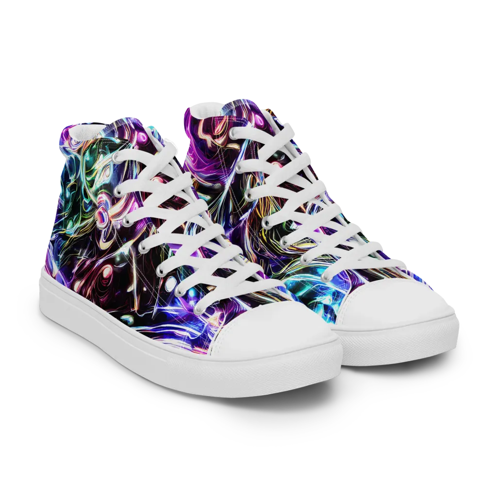 Cosmic Chrome on Men's High Top Canvas Shoes — Right Front