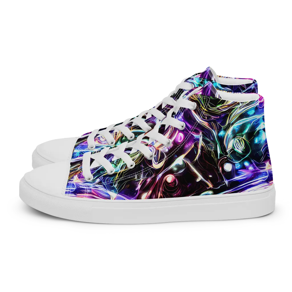 Cosmic Chrome on Men's High Top Canvas Shoes — Left