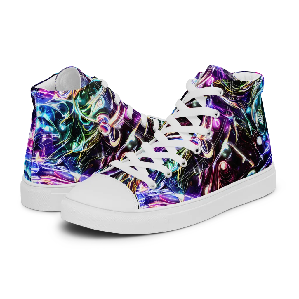 Cosmic Chrome on Men's High Top Canvas Shoes — Left