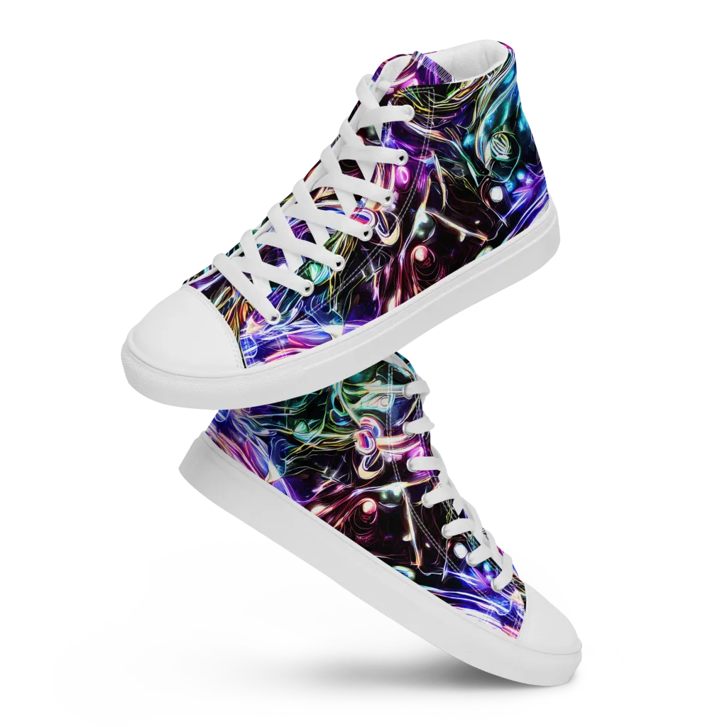 Cosmic Chrome on Men's High Top Canvas Shoes — Front