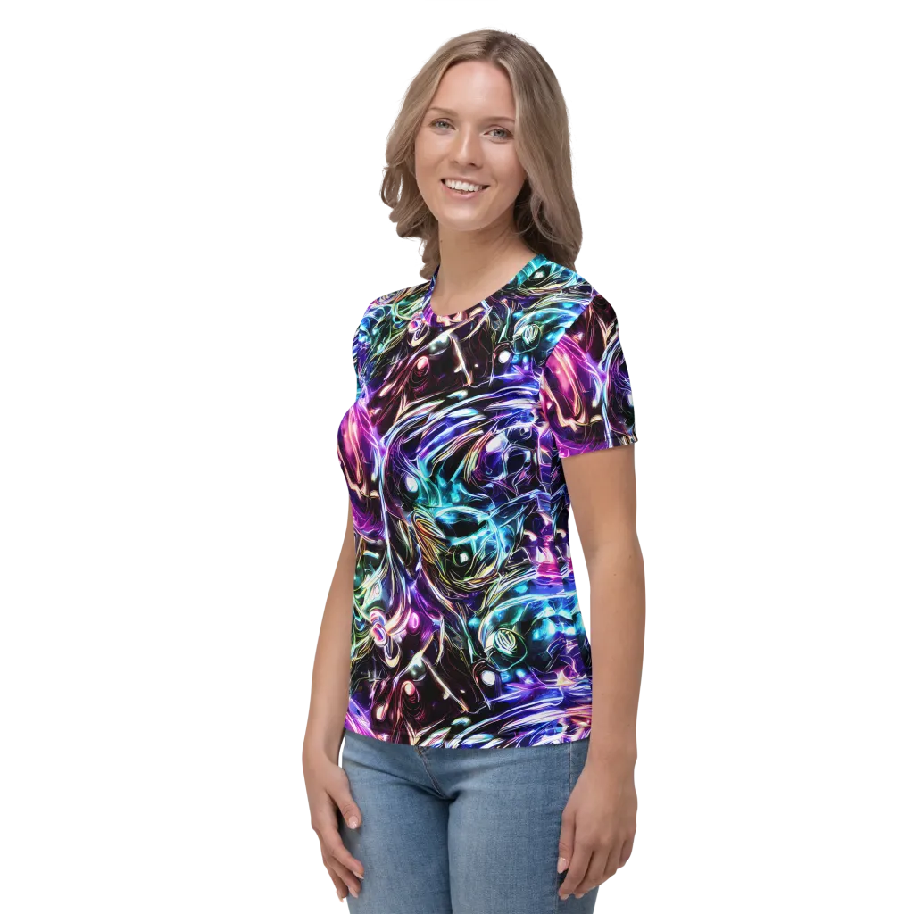 Cosmic Chrome on Women's Crew Neck T-Shirt — Left