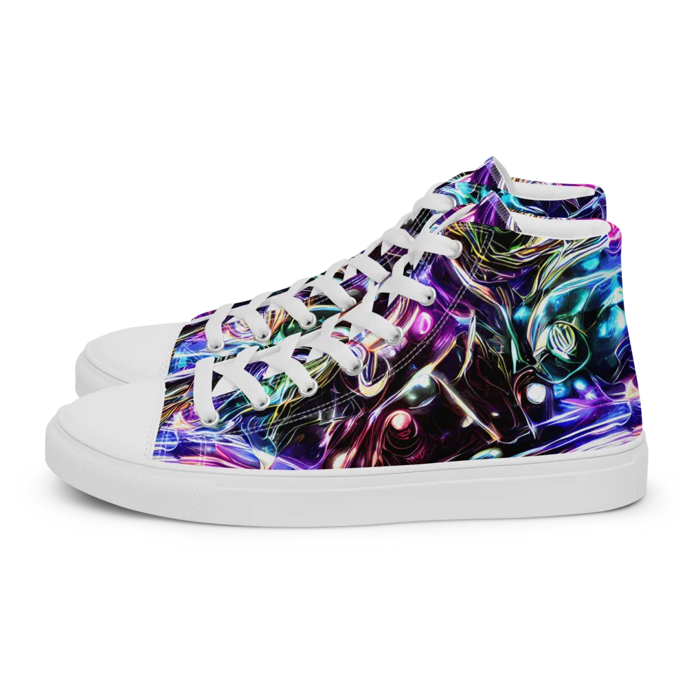 Cosmic Chrome on Women's High Top Canvas Shoes — Left