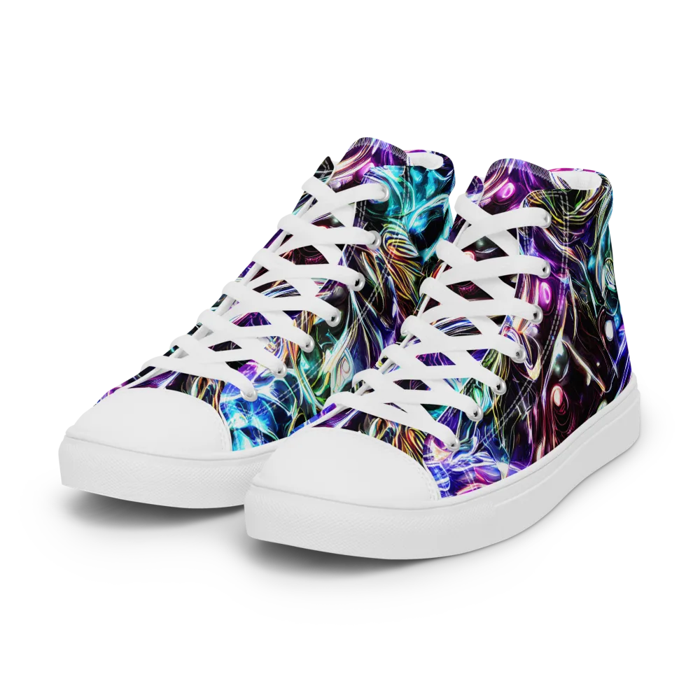 Cosmic Chrome on Women's High Top Canvas Shoes — Left Front