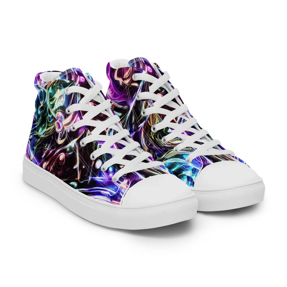 Cosmic Chrome on Women's High Top Canvas Shoes — Right Front
