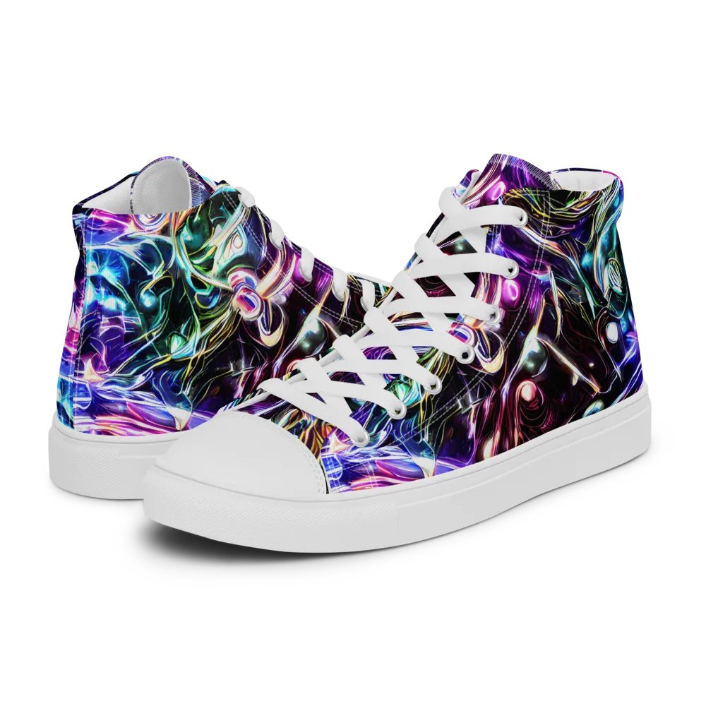 Cosmic Chrome on Women's High Top Canvas Shoes — Left