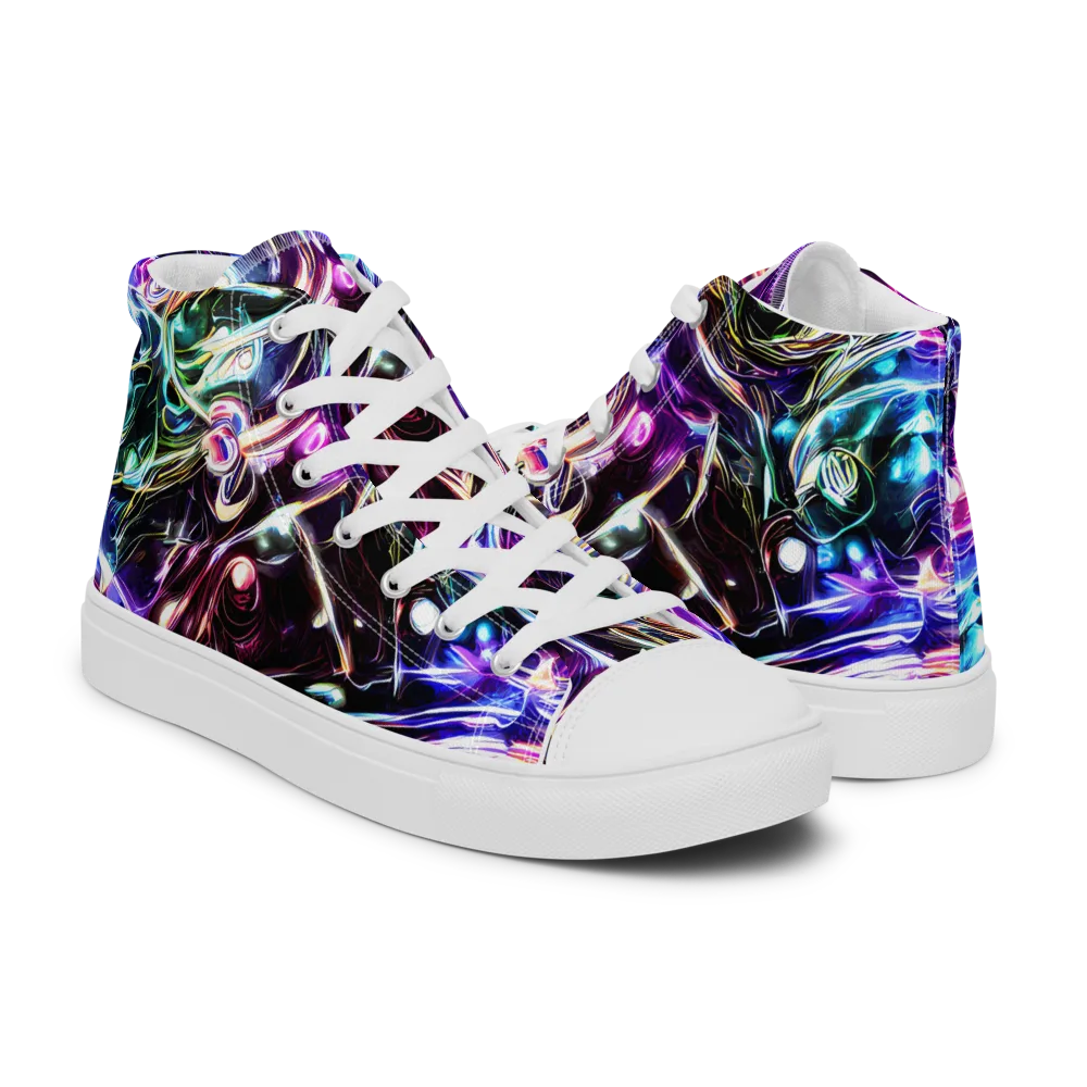 Cosmic Chrome on Women's High Top Canvas Shoes — Right