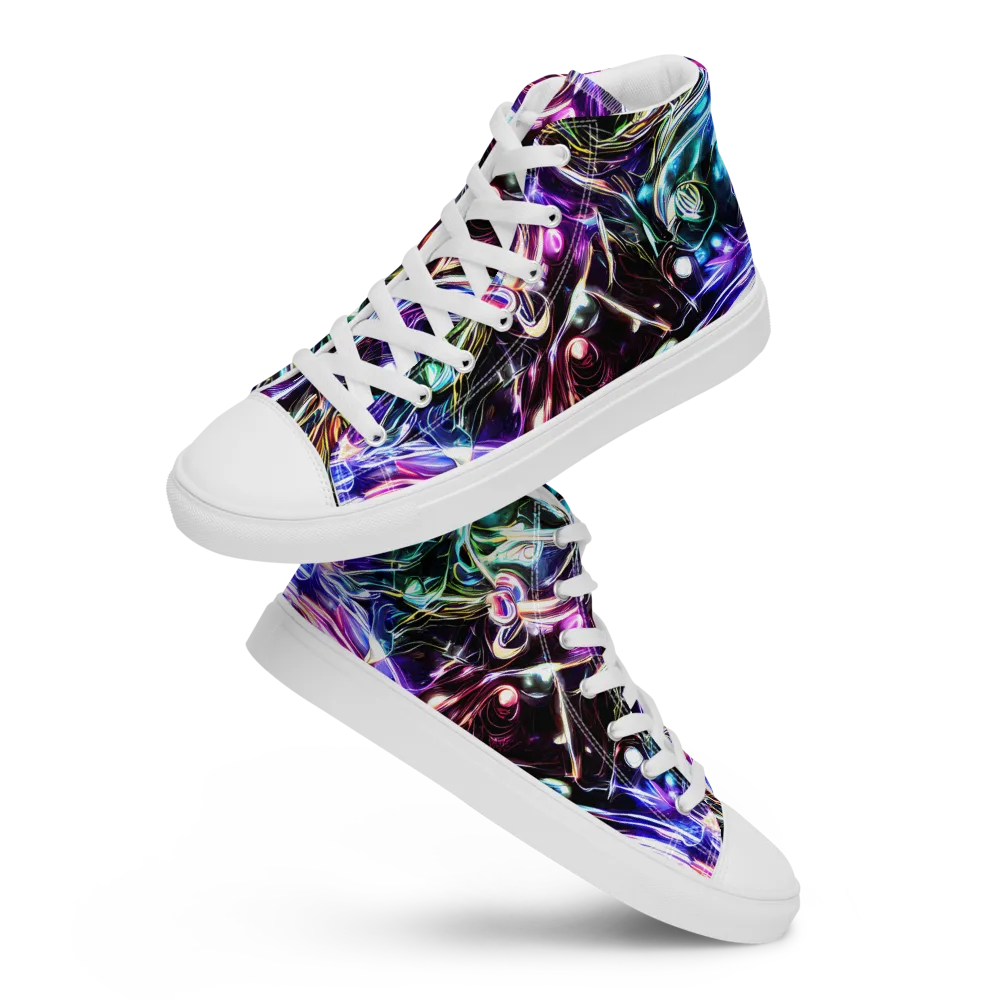 Cosmic Chrome on Women's High Top Canvas Shoes — Front