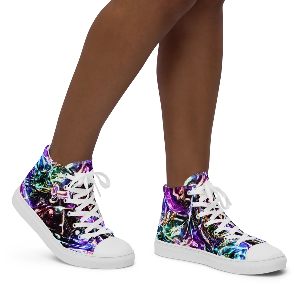 Cosmic Chrome on Women's High Top Canvas Shoes — Right