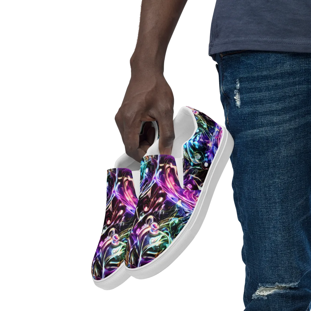 Cosmic Chrome on Men's Slip-On Canvas Shoes — Left Front