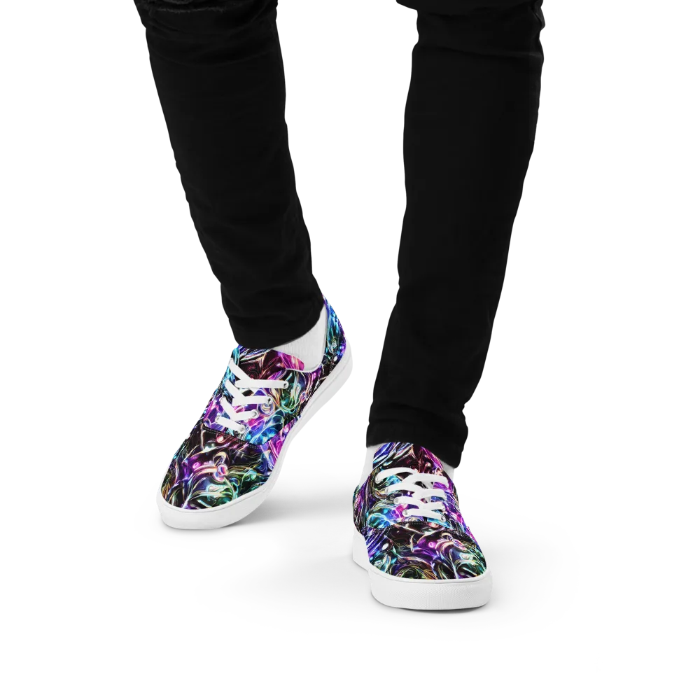 Cosmic Chrome on Men's Lace-Up Canvas Shoes — Front