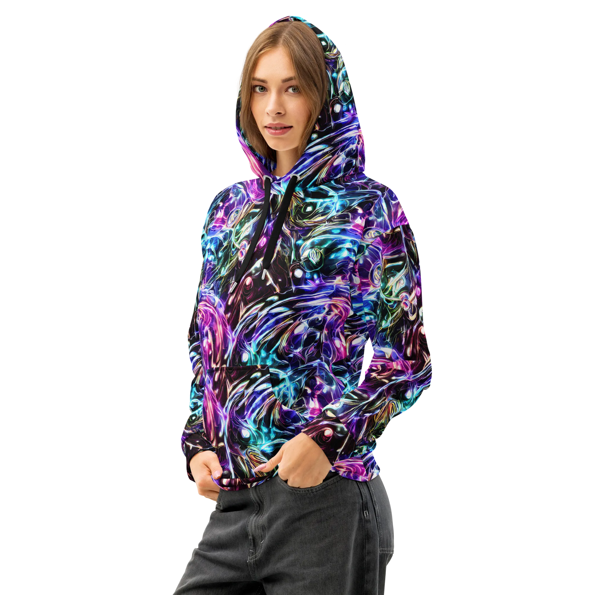 Cosmic Chrome on Cotton Hoodie — Left Front