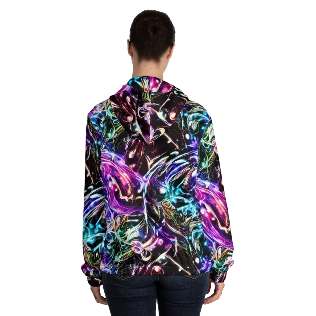 Cosmic Chrome on Women's Full-Zip Hoodie — Back On Person