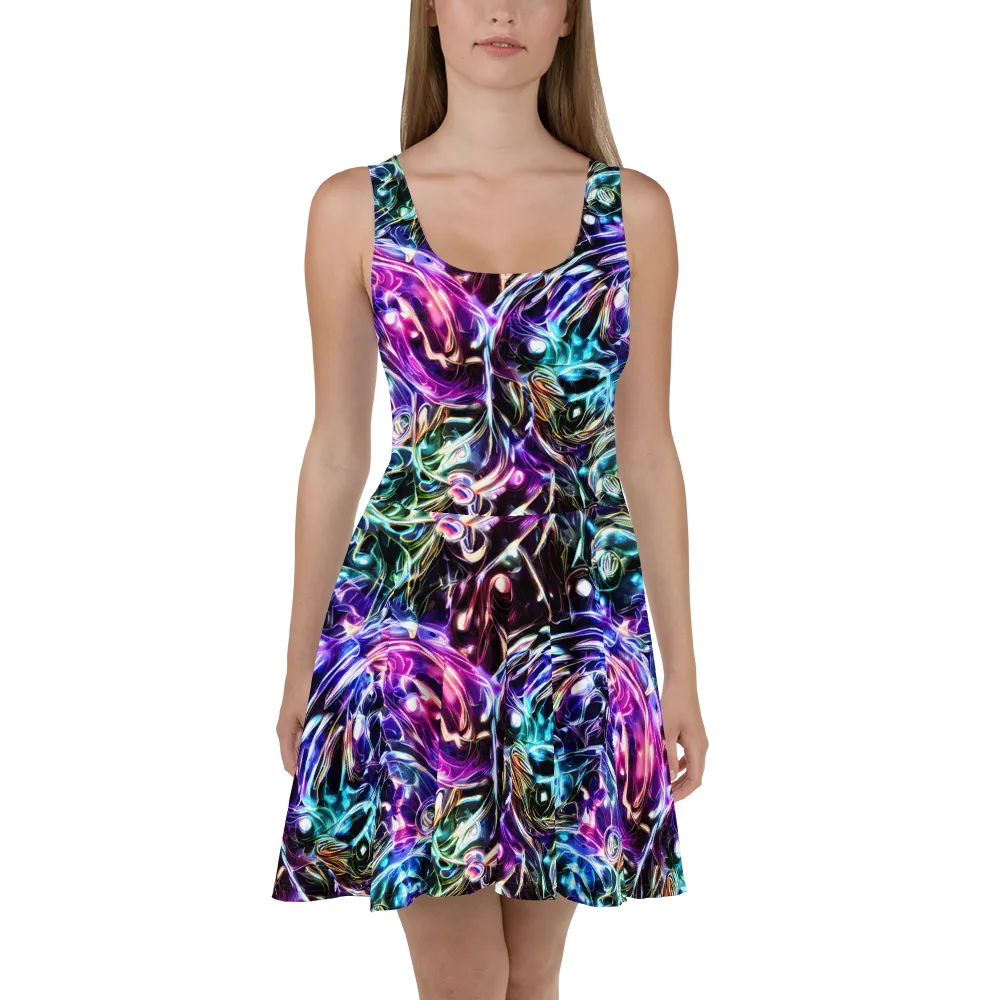 Cosmic Chrome on Skater Dress — Front
