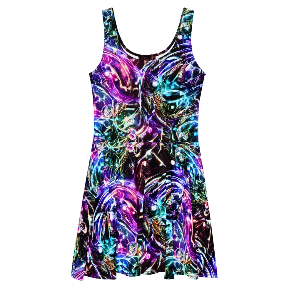 Cosmic Chrome on Skater Dress — Front