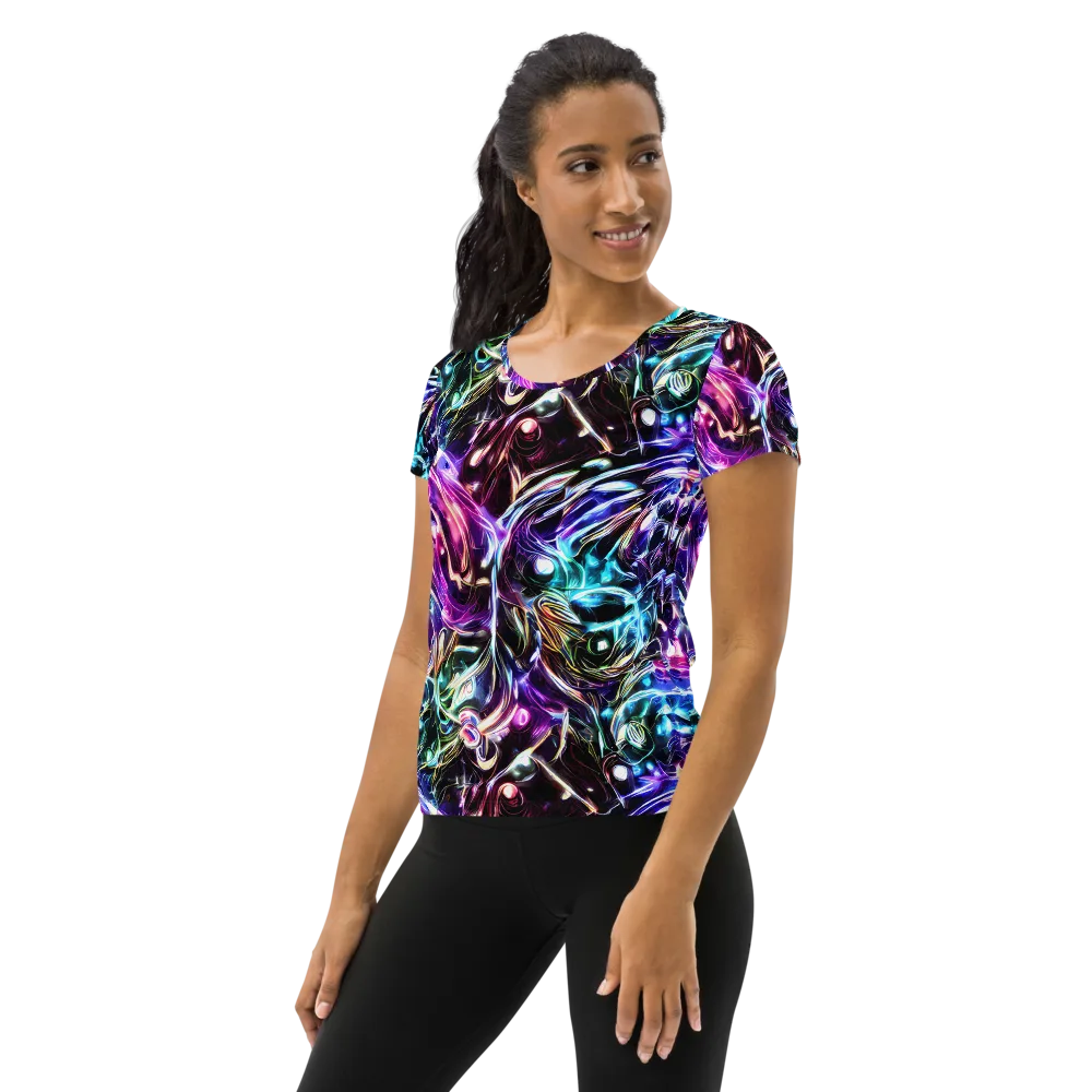 Cosmic Chrome on Women's Athletic T-Shirt — Left
