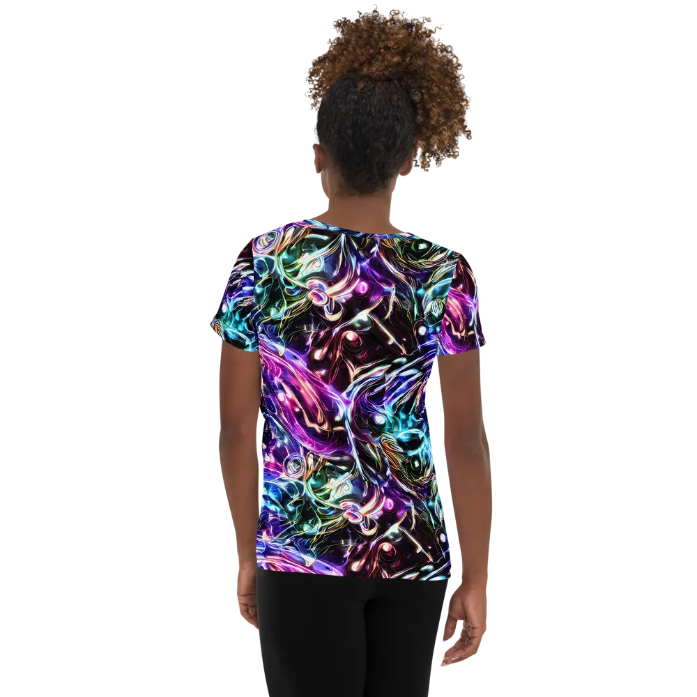 Cosmic Chrome on Women's Athletic T-Shirt — Back
