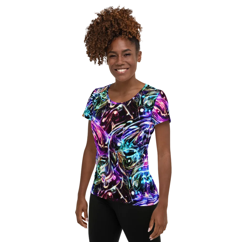 Cosmic Chrome on Women's Athletic T-Shirt — Left