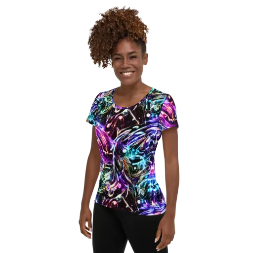 Cosmic Chrome on a Women's Athletic T-Shirt