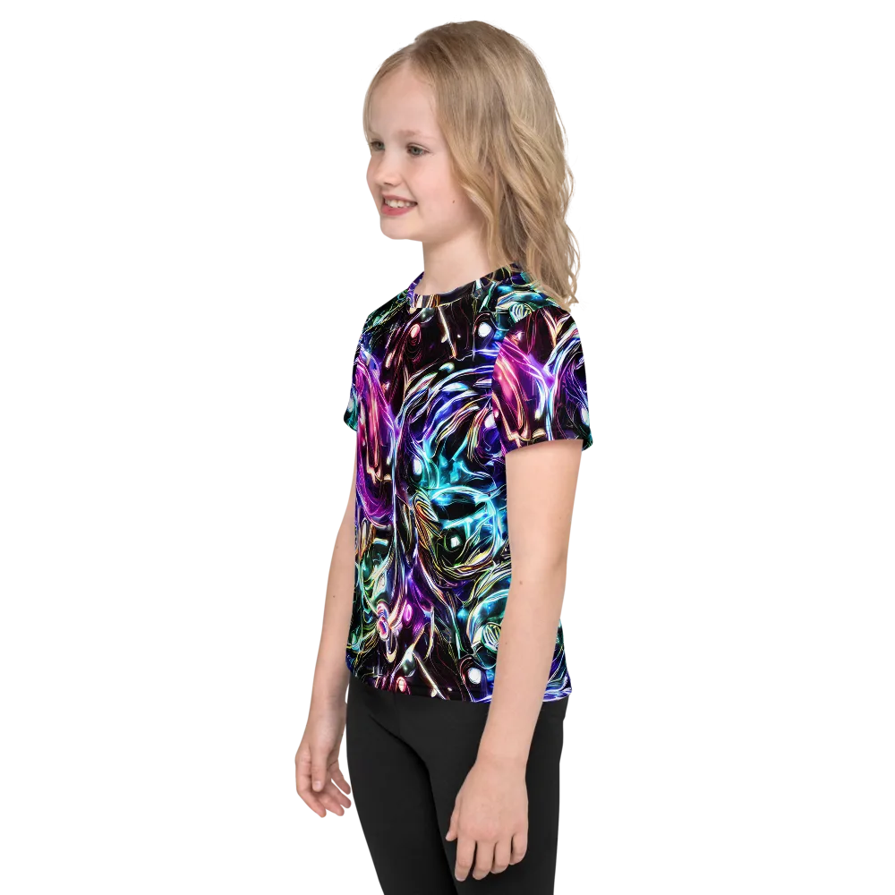 Cosmic Chrome on Kids Crew Neck T-Shirt — Left