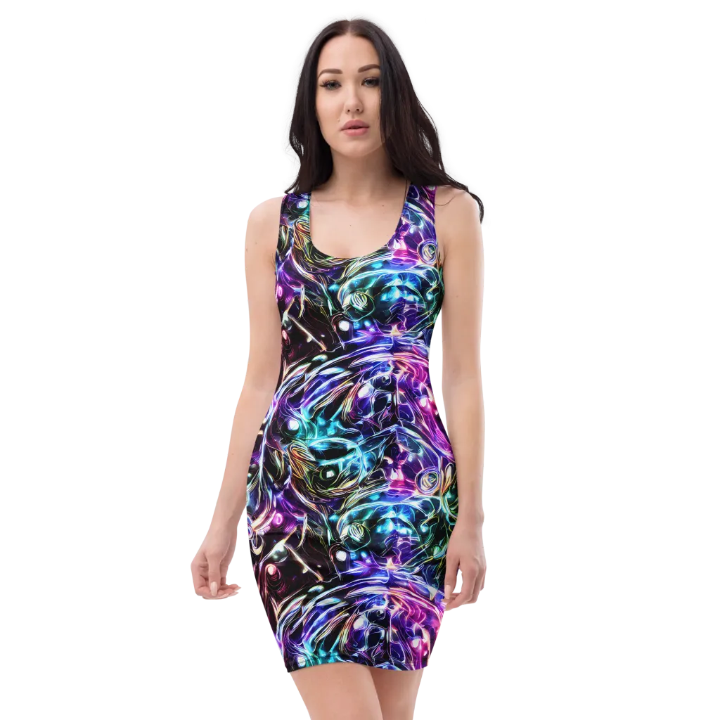Cosmic Chrome on Bodycon Dress — Front