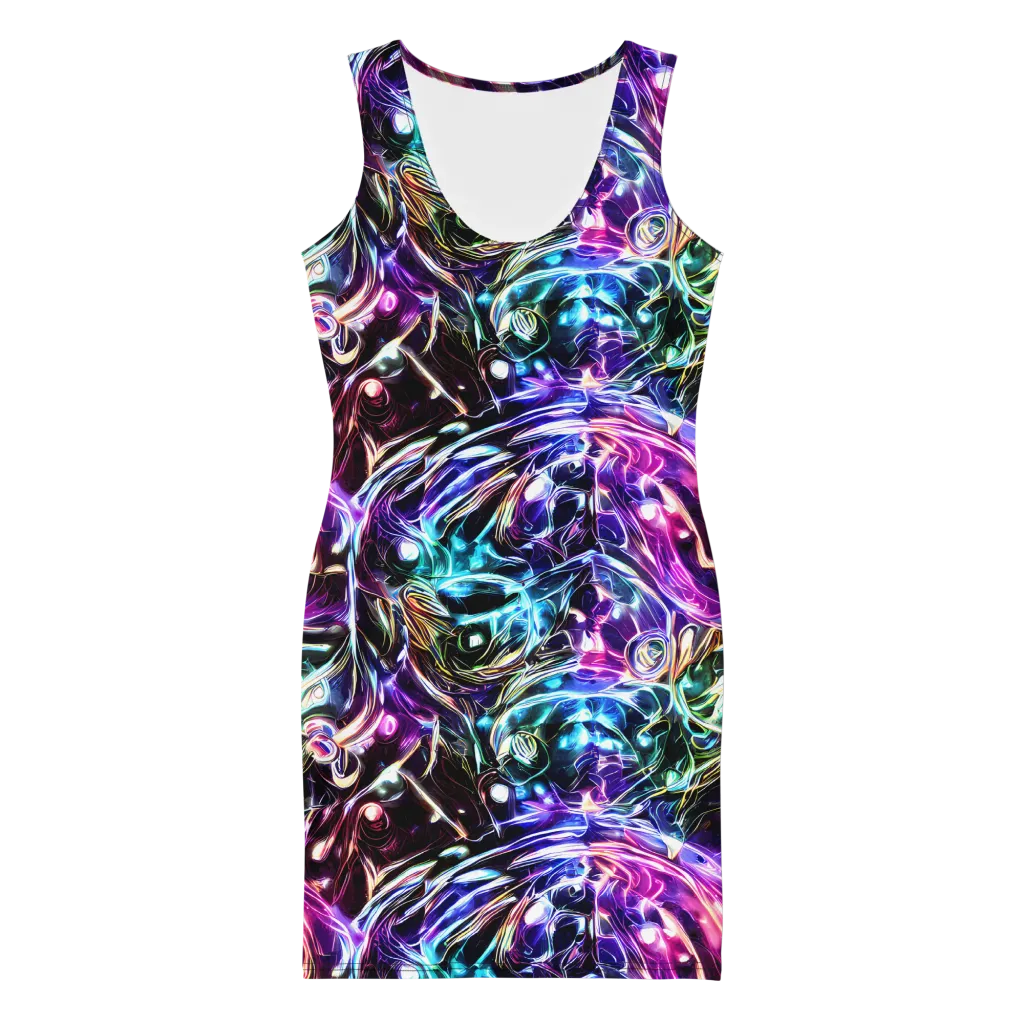 Cosmic Chrome on Bodycon Dress — Front