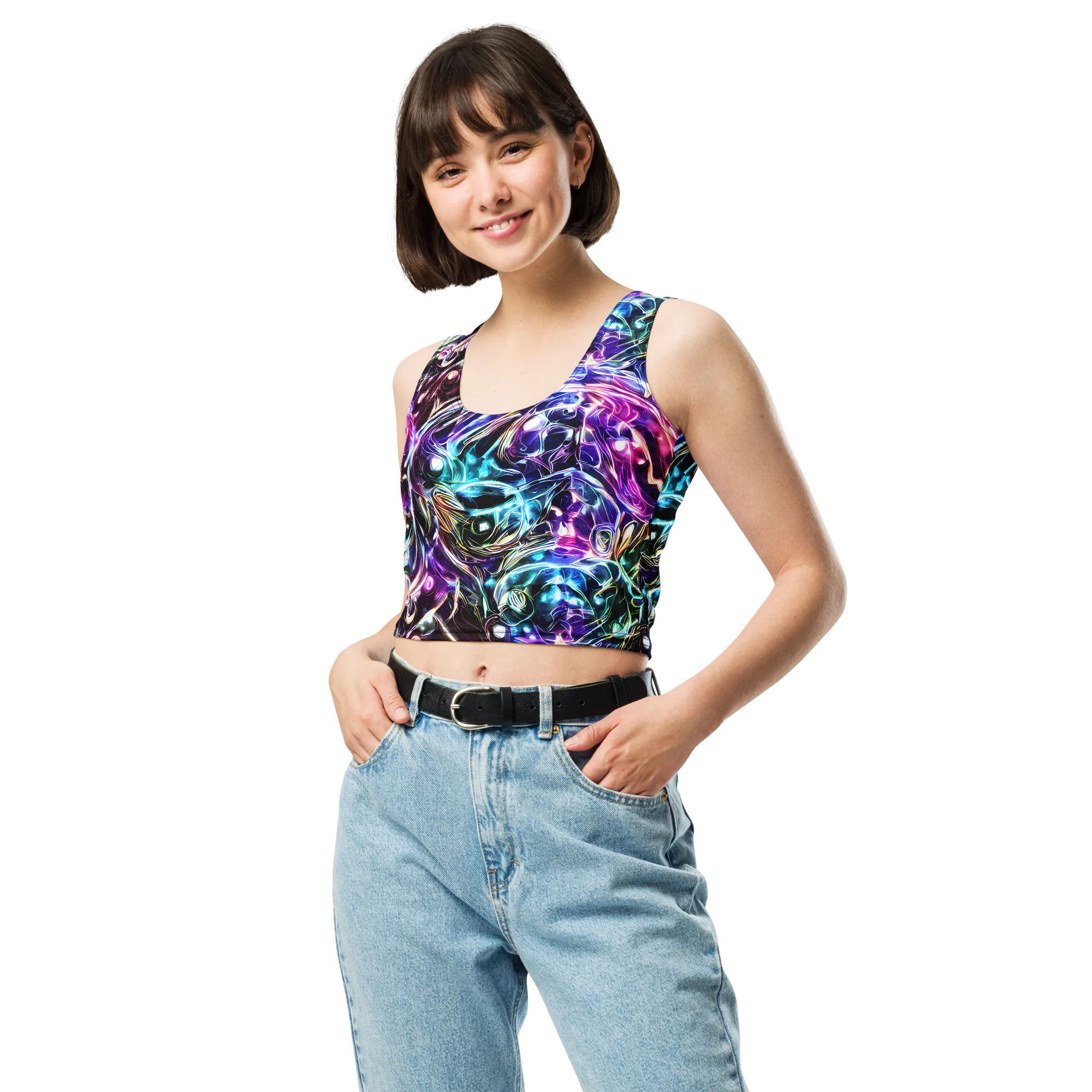 Cosmic Chrome on Crop Top — Front